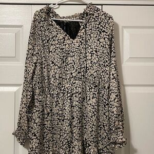 Mango Black and Cream Patterned Dress
